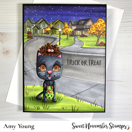 Digital Stamp - Halloween Masquerade: Black Cat Becca