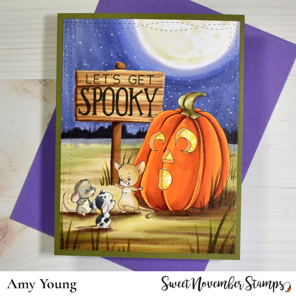 Digital Stamp - Pumpkin Pals: Spooked Pumpkin with Pip, Squeak and Shortcake