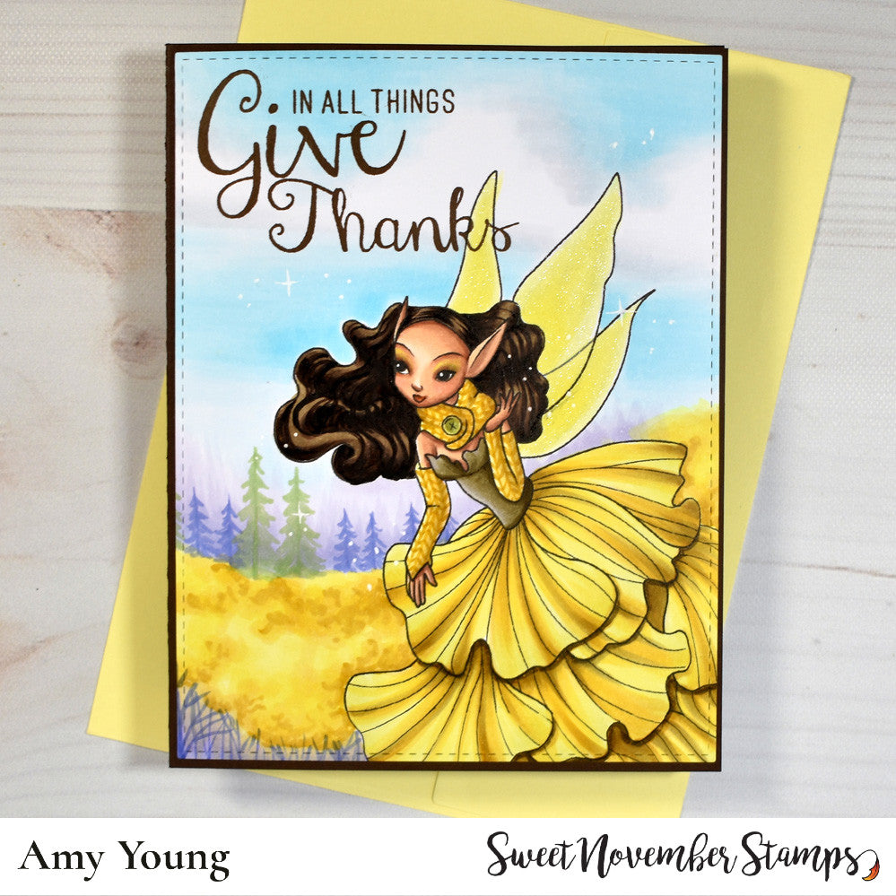 Digital Stamp - Fall Leaf Pixies: Ginkgo