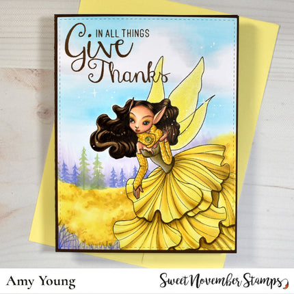 Digital Stamp - Fall Leaf Pixies: Ginkgo