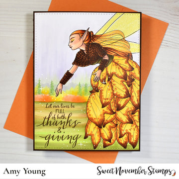 Digital Stamp - Fall Leaf Pixies: Poplar