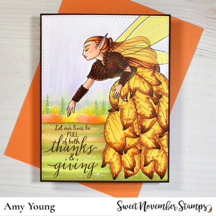 Digital Stamp - Fall Leaf Pixies: Poplar