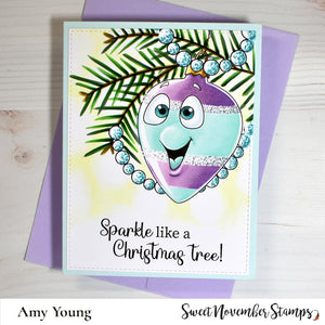 Digital Stamp - Happy Tree Ornament: Teardrop