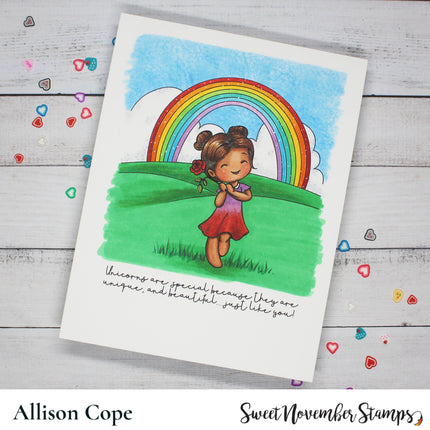 Digital Stamp - My Wee Valentine: Rosie with a rose