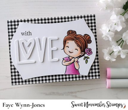 Digital Stamp - My Wee Valentine: Rosie with a rose