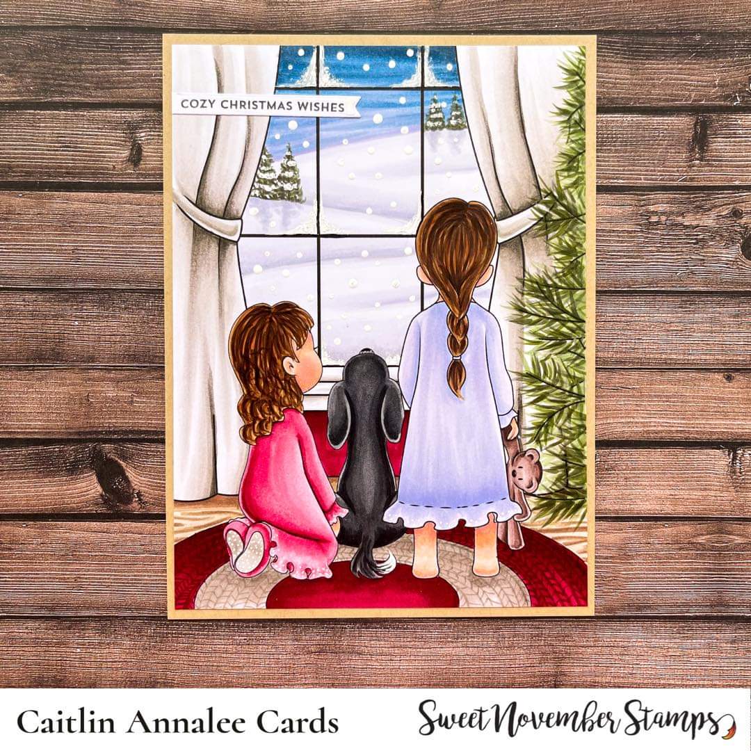 Digital Stamp: Christmas is Back: Girl Kneeling