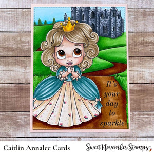 Digital Stamps - Little Princesses: Meadow Pathway and Castle Background Builder
