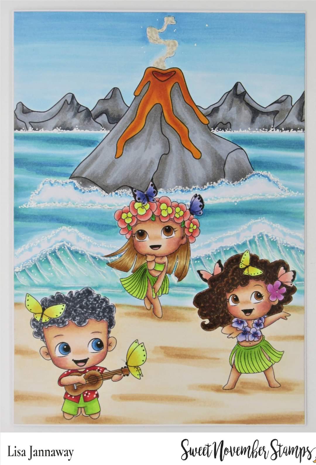 Digital Stamp - Background Builder: Happy Little Volcano