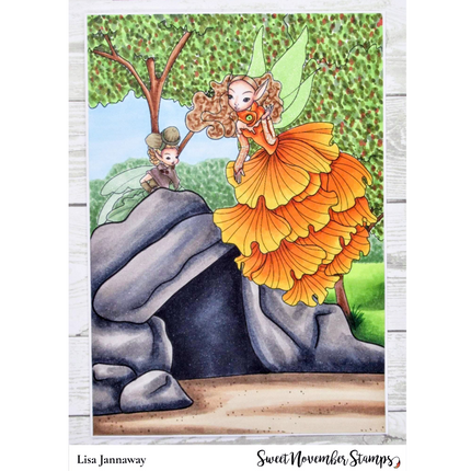 Digital Stamp - Fall Leaf Pixies: Ginkgo