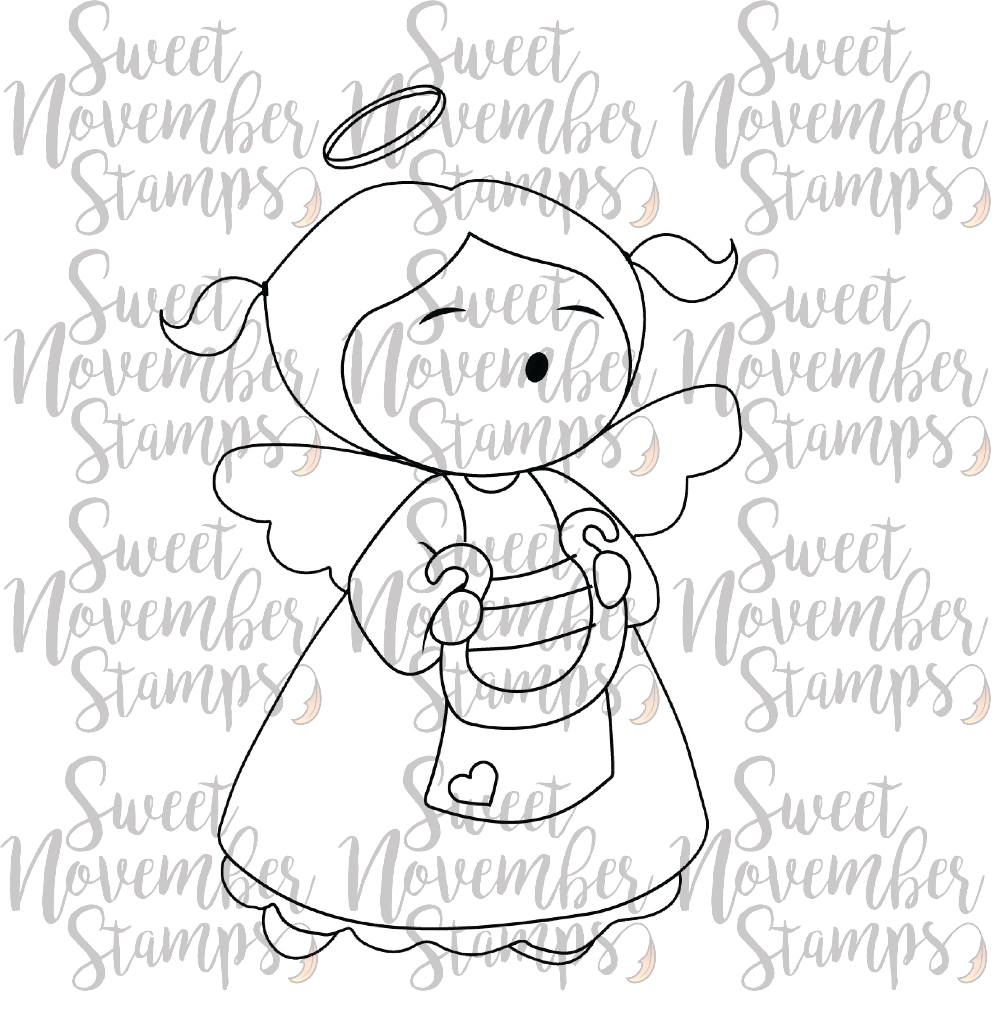 Digital Stamp - Sweet November Vault: Angel Baby harp