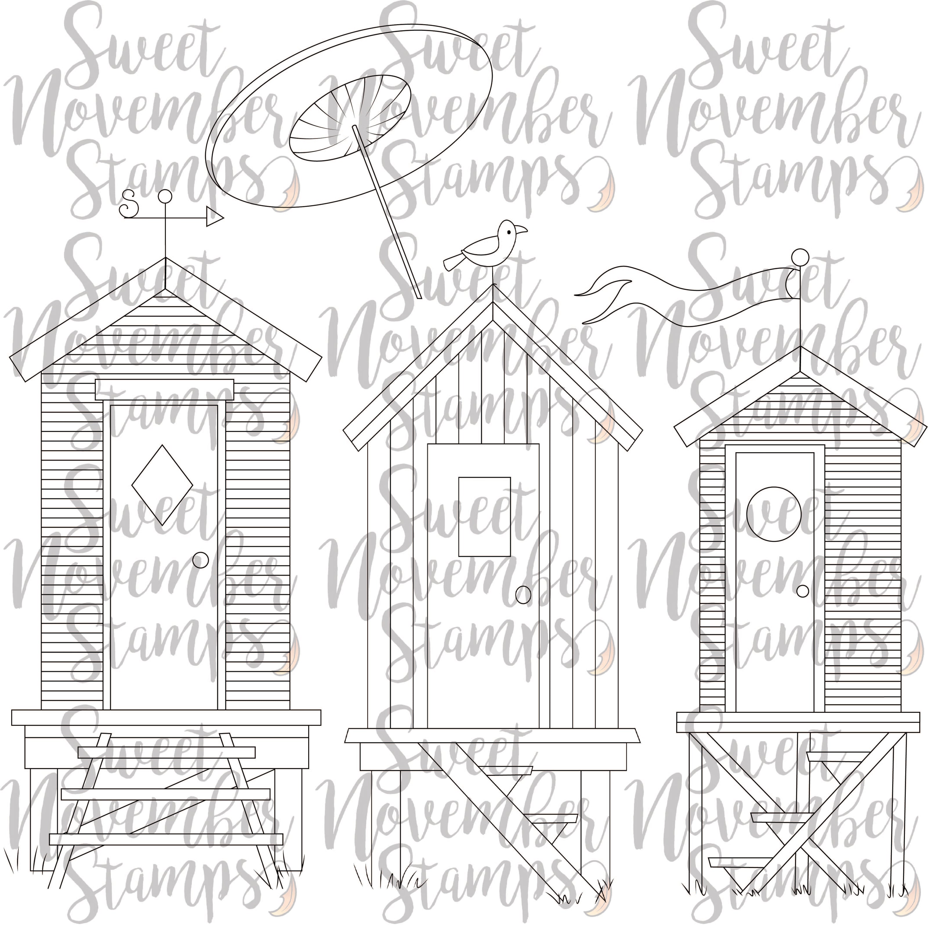Digital Stamp - Background Builder: Beach Hut set