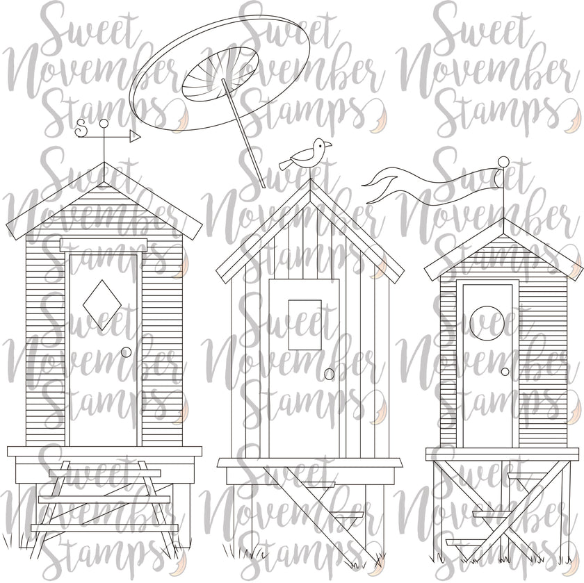 Digital Stamp - Background Builder: Beach Hut set