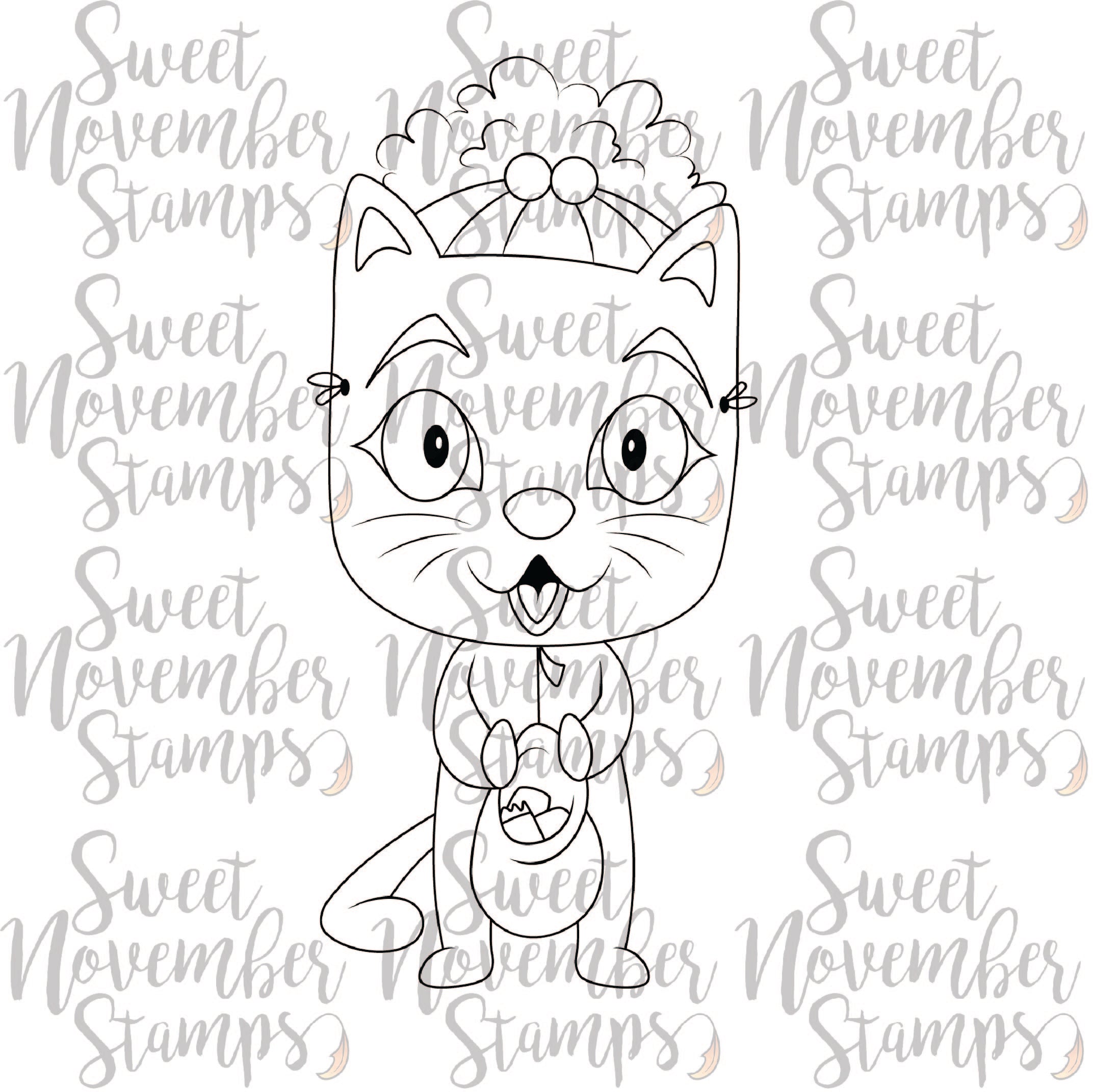 Digital Stamp - Halloween Masquerade: Black Cat Becca