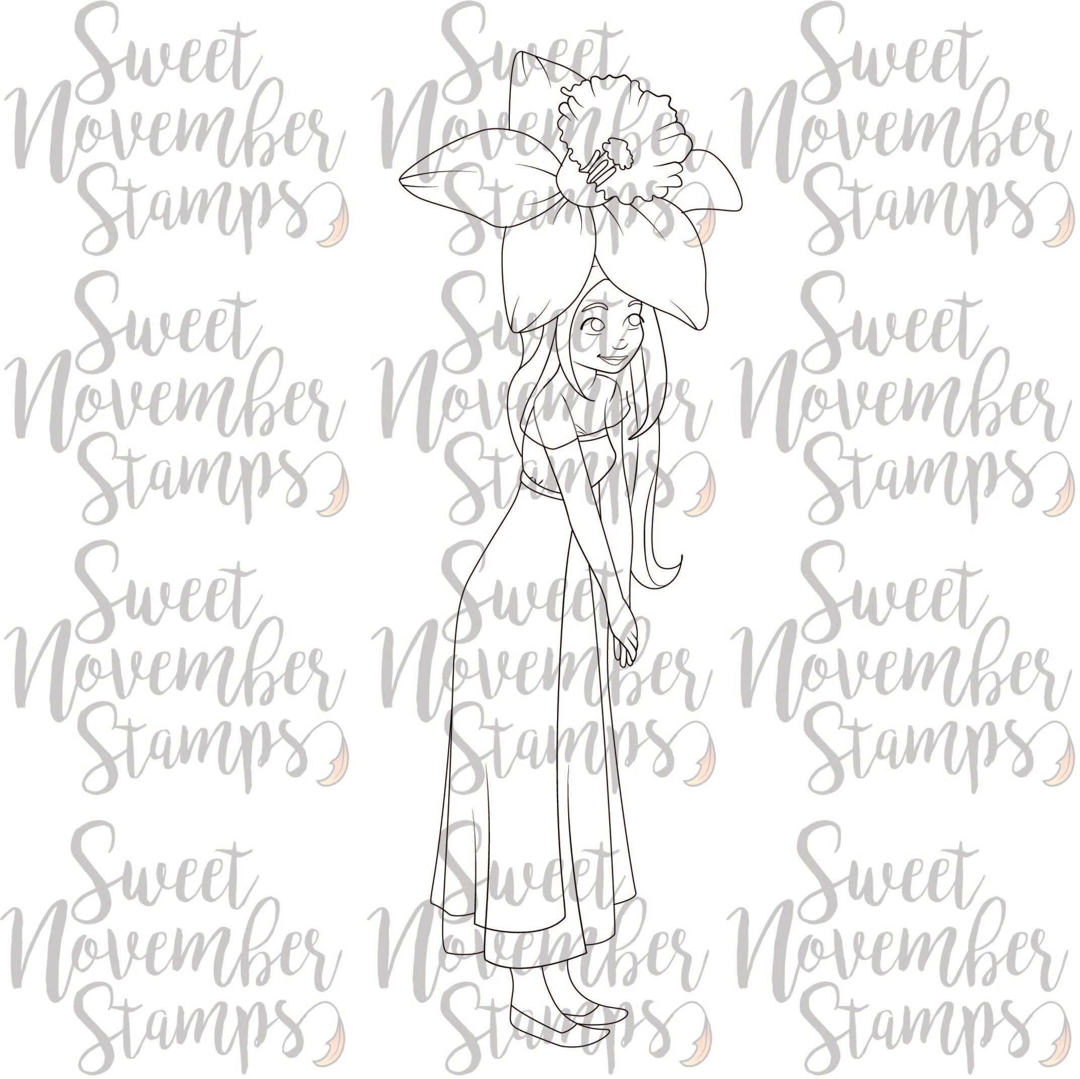 Digital Stamp - Spring Flower Faes: Daffodil