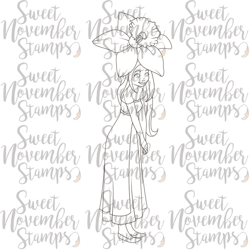 Digital Stamp - Spring Flower Faes: Daffodil