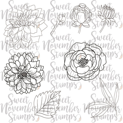 Digital Stamp - Scene Builder: Dahlia and Peony Background set