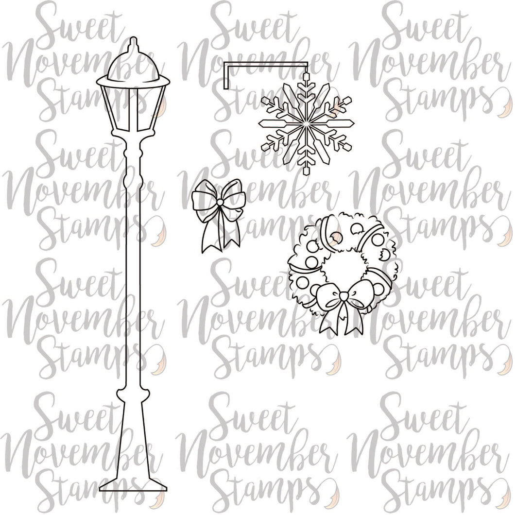 Digital Stamp - Background Builder: Light Pole and accessories