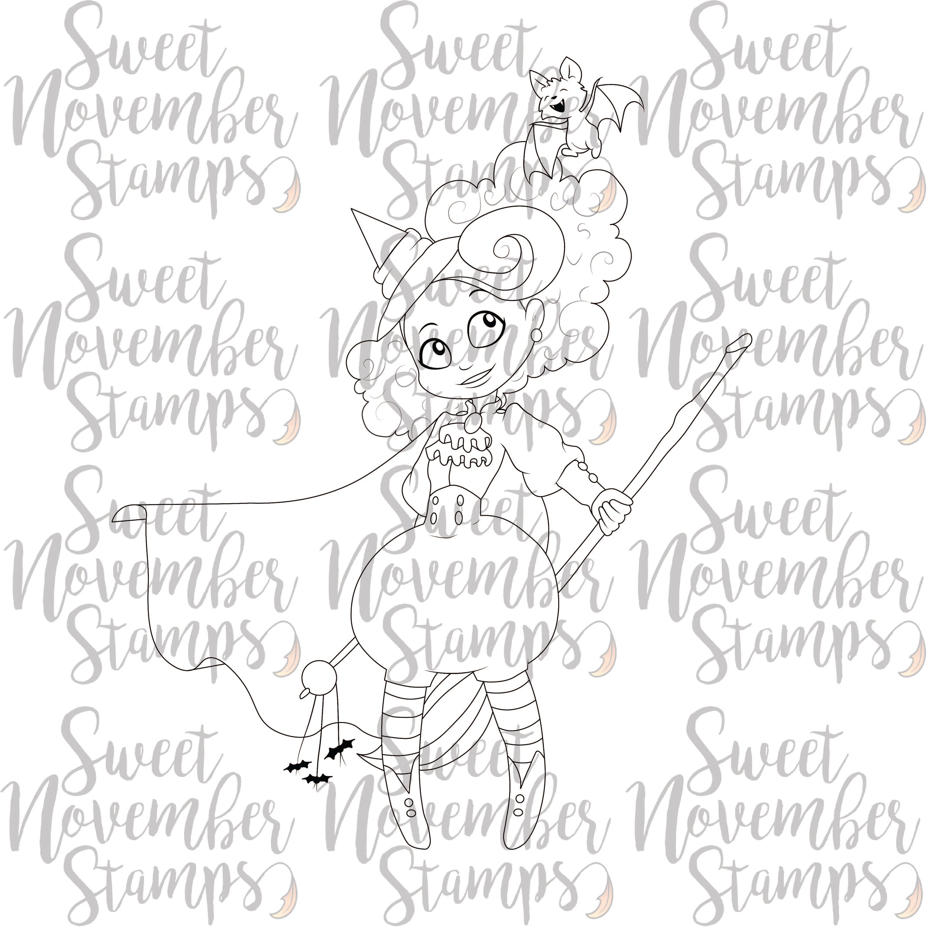 Digital Stamp - It's Halloween Witches - Full Moon Faye