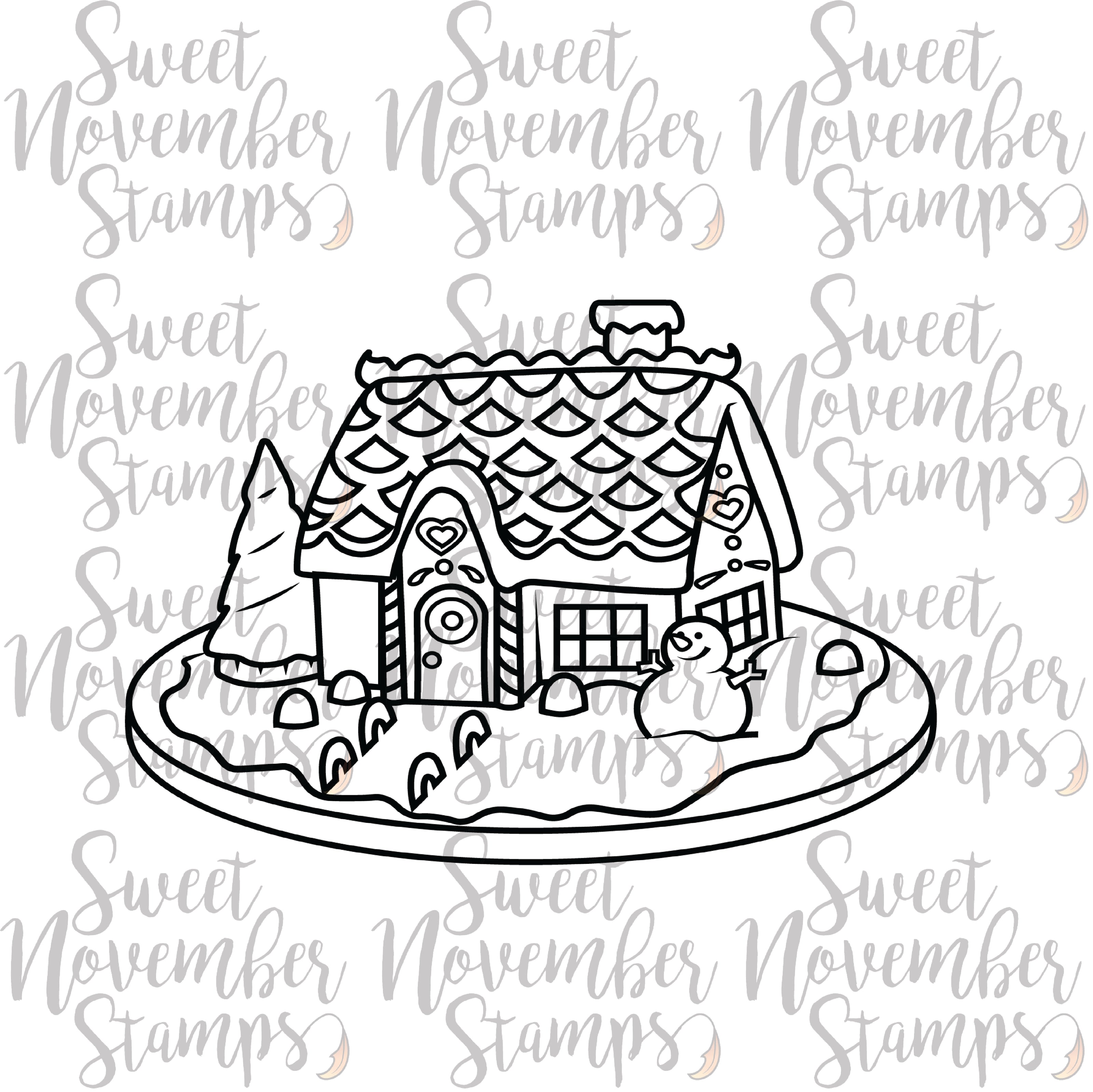 Digital Stamp - Gingerbread  House