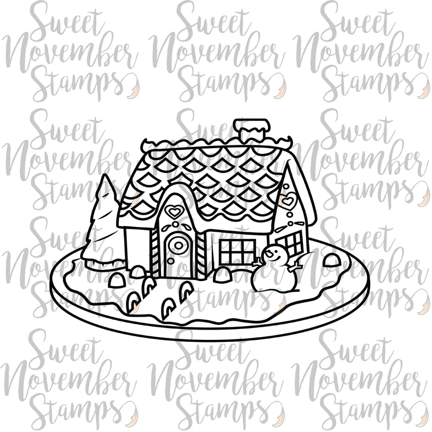 Digital Stamp - Gingerbread  House