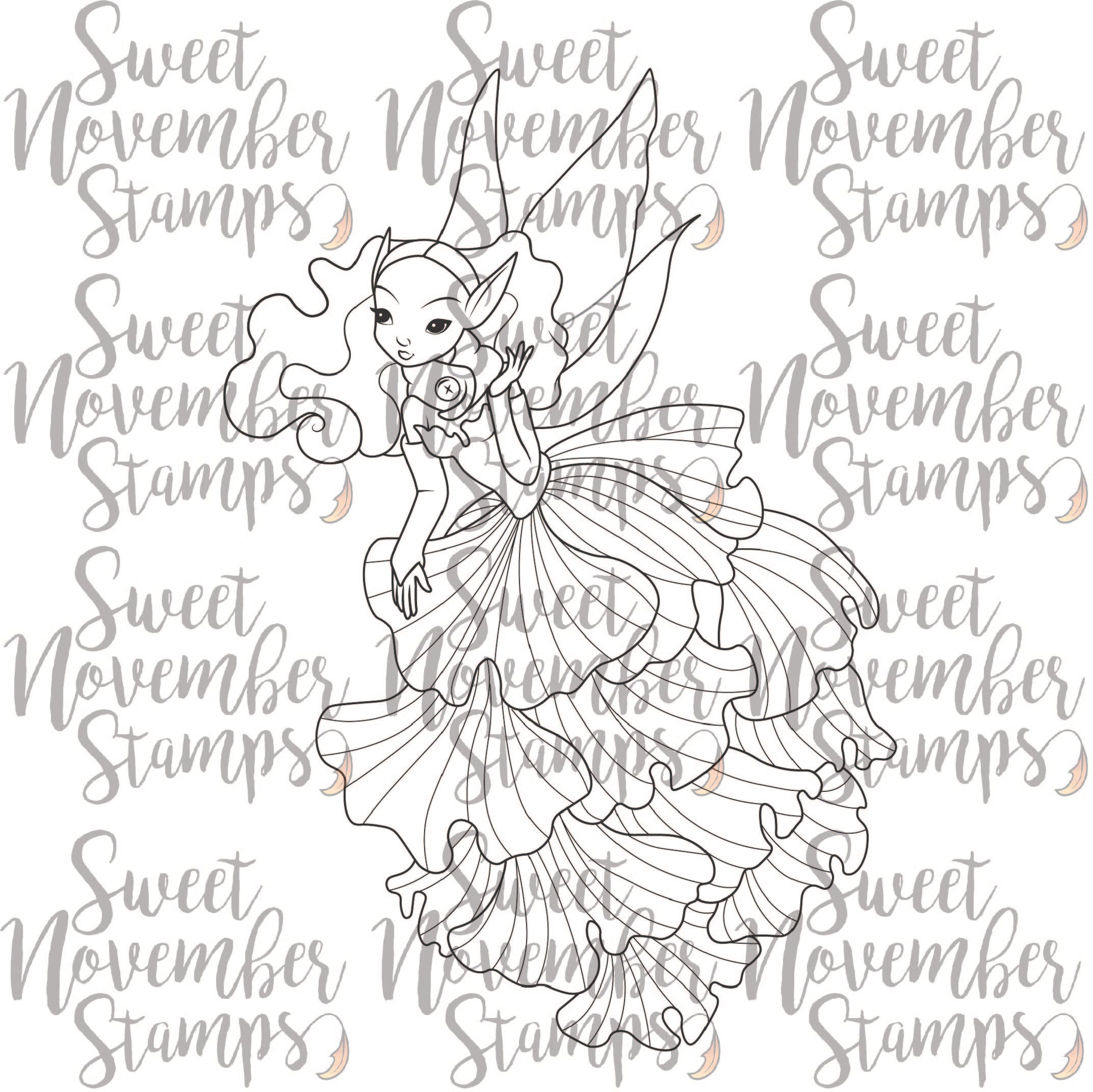 Digital Stamp - Fall Leaf Pixies: Ginkgo