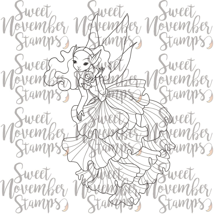 Digital Stamp - Fall Leaf Pixies: Ginkgo