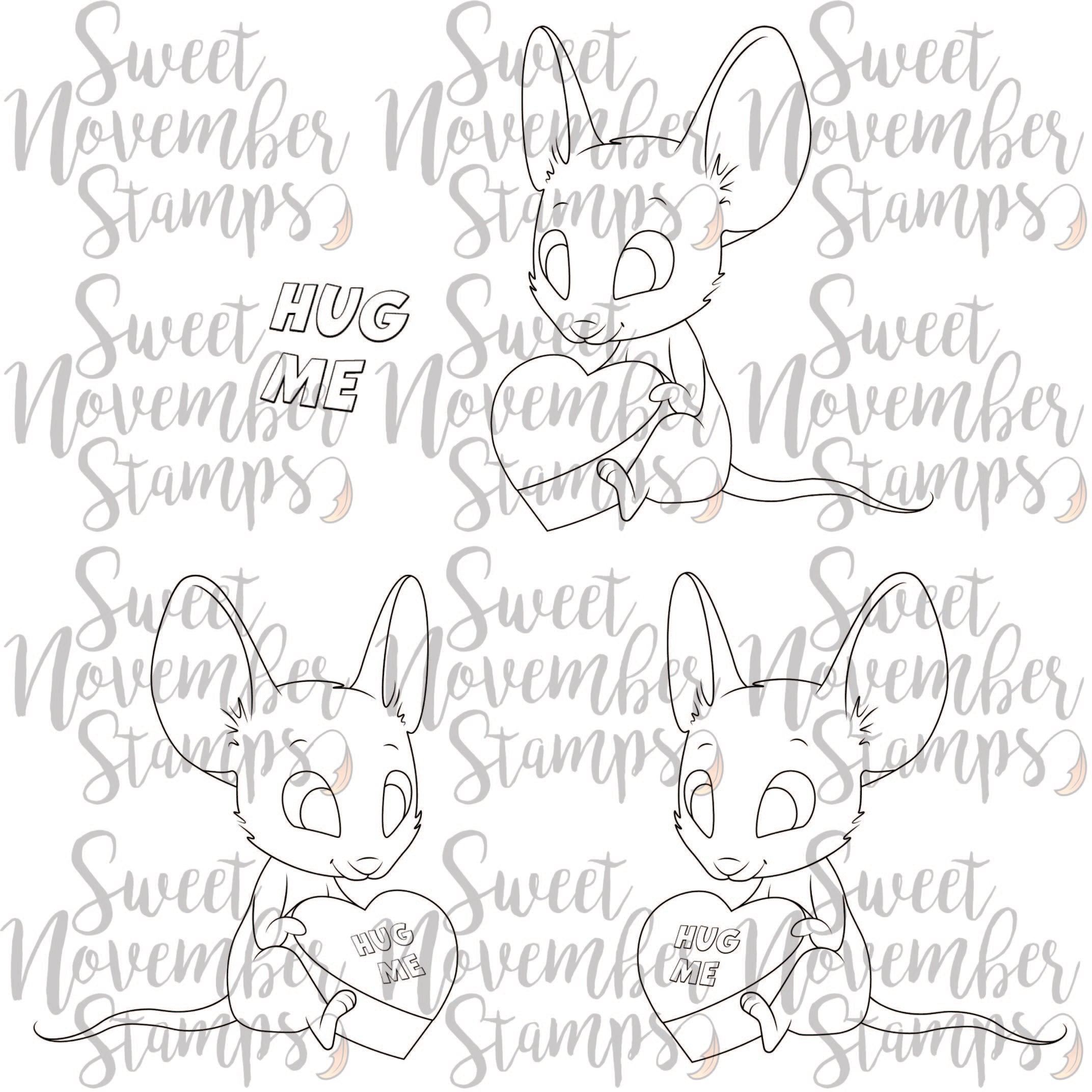 Digital Stamp - Tiny Hearts: Hug Me Mouse