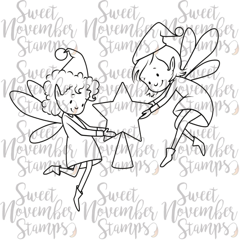 Digital Stamp - Tree Trimming Fairies:  Jingle Belle and Tippy Wisp