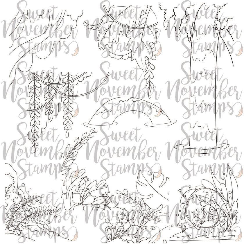 Digital Stamp - Mermaid Lagoon: Background Builder Set