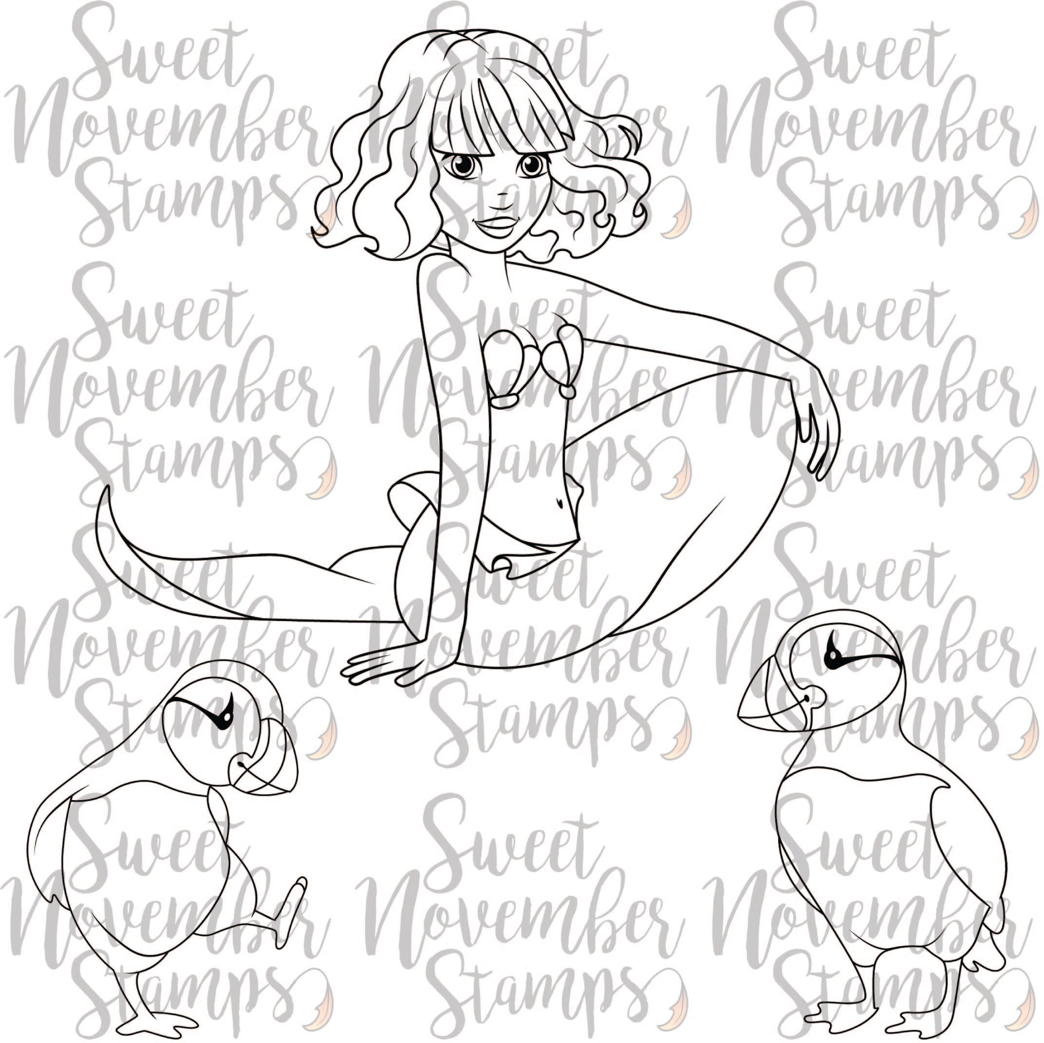 Digital Stamp - Mermaid Pals: Melody Shoresong and Cliff & Windy