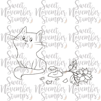 Digital Stamp - Midnight's Christmas Adventures: Midnight Oops Poinsettia
