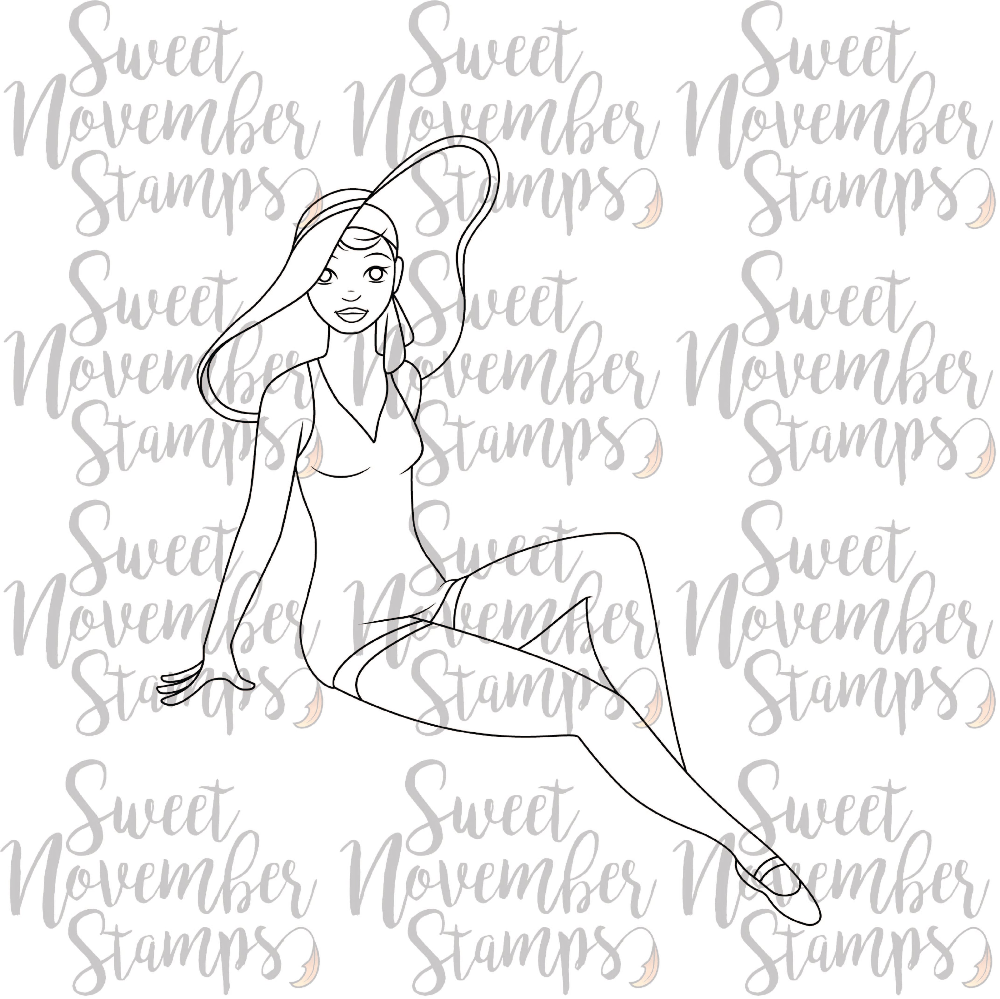 Digital Stamp - Vintage Beach Ladies: Monica