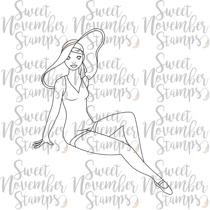 Digital Stamp - Vintage Beach Ladies: Monica