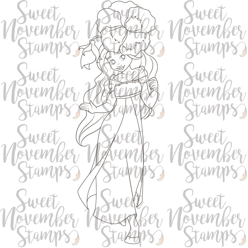 Digital Stamp - Spring Flower Faes: Pansy