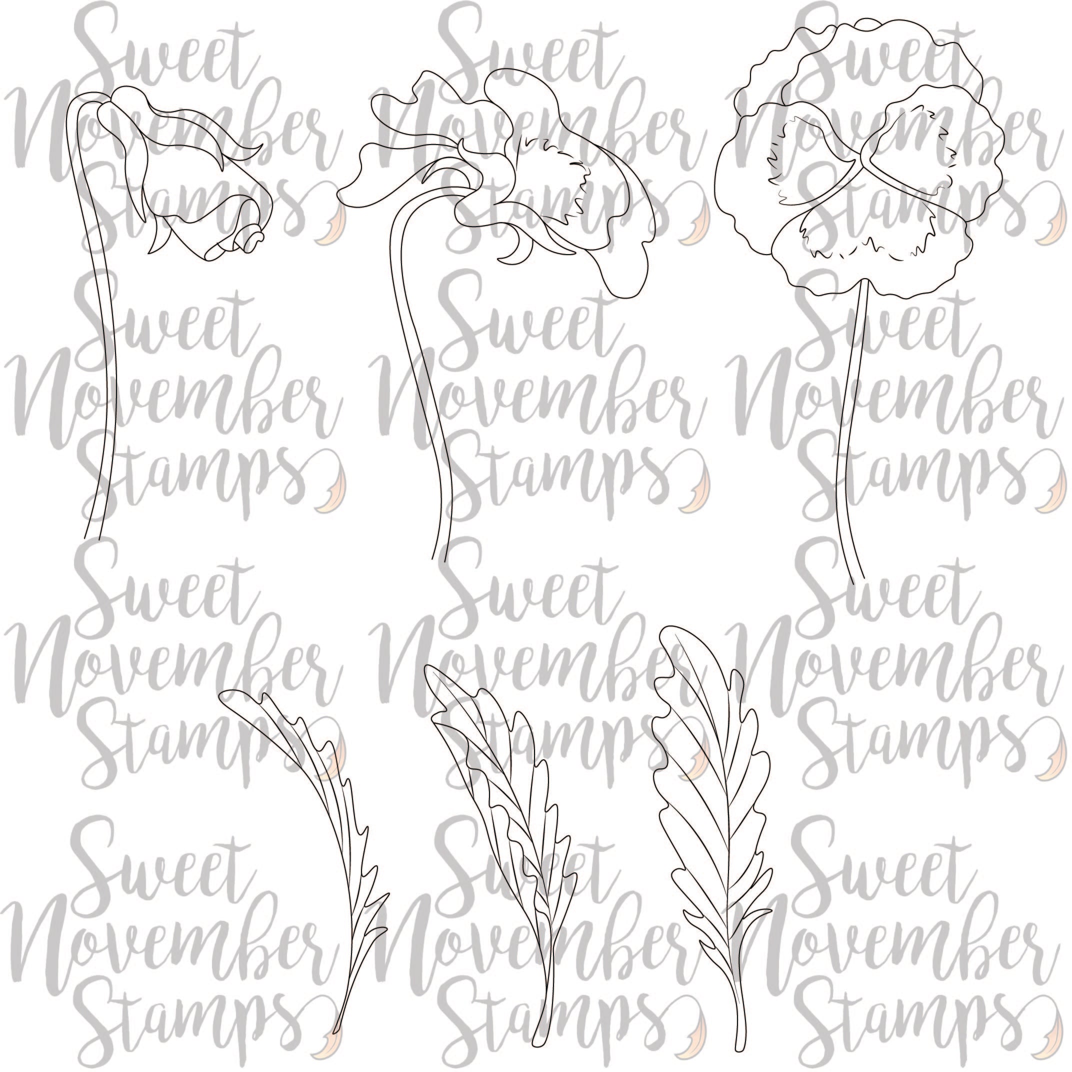 Digital Stamp - Scene Builder: Pansy Background set