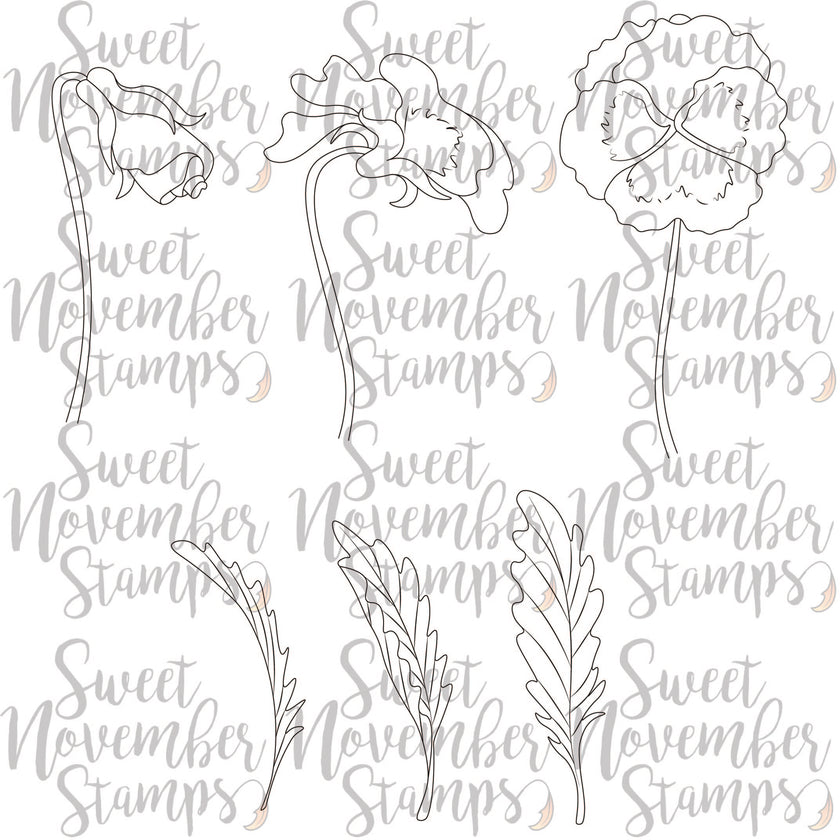 Digital Stamp - Scene Builder: Pansy Background set