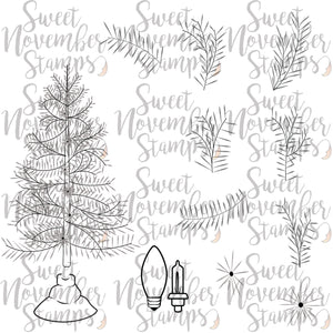 Digital Stamp - Scene Builder Set: Pine Tree and Pine Branches