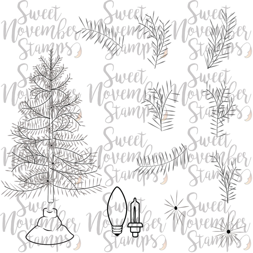 Digital Stamp - Scene Builder Set: Pine Tree and Pine Branches