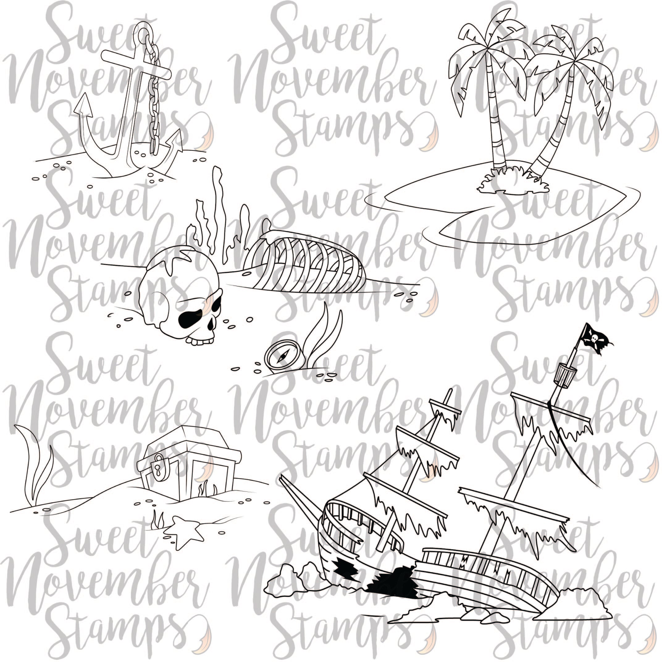 Digital Stamp - Pirate Background Builder Set