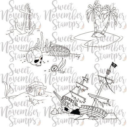 Digital Stamp - Pirate Background Builder Set