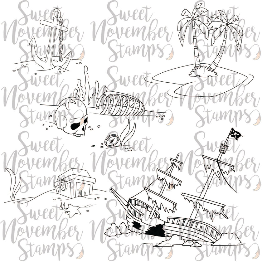 Digital Stamp - Pirate Background Builder Set