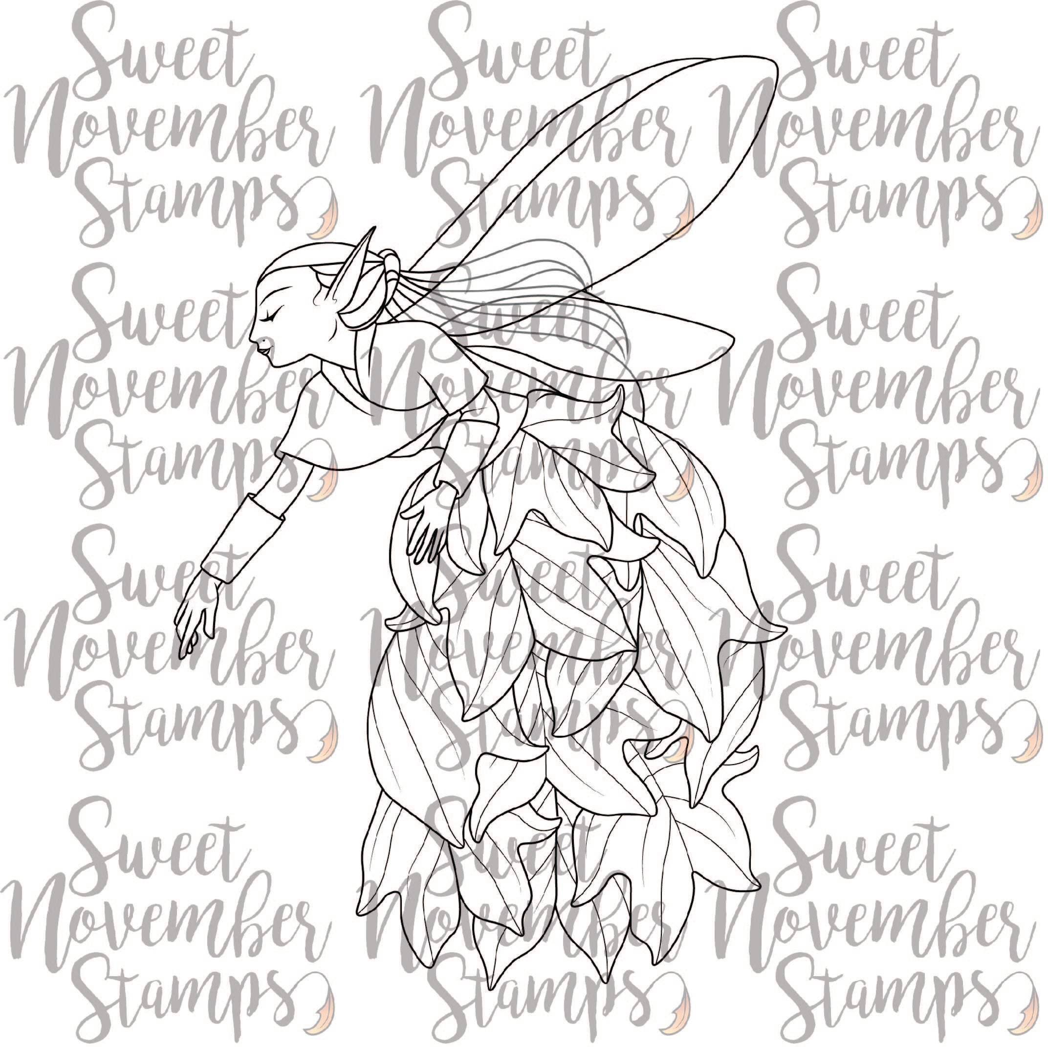 Digital Stamp - Fall Leaf Pixies: Poplar