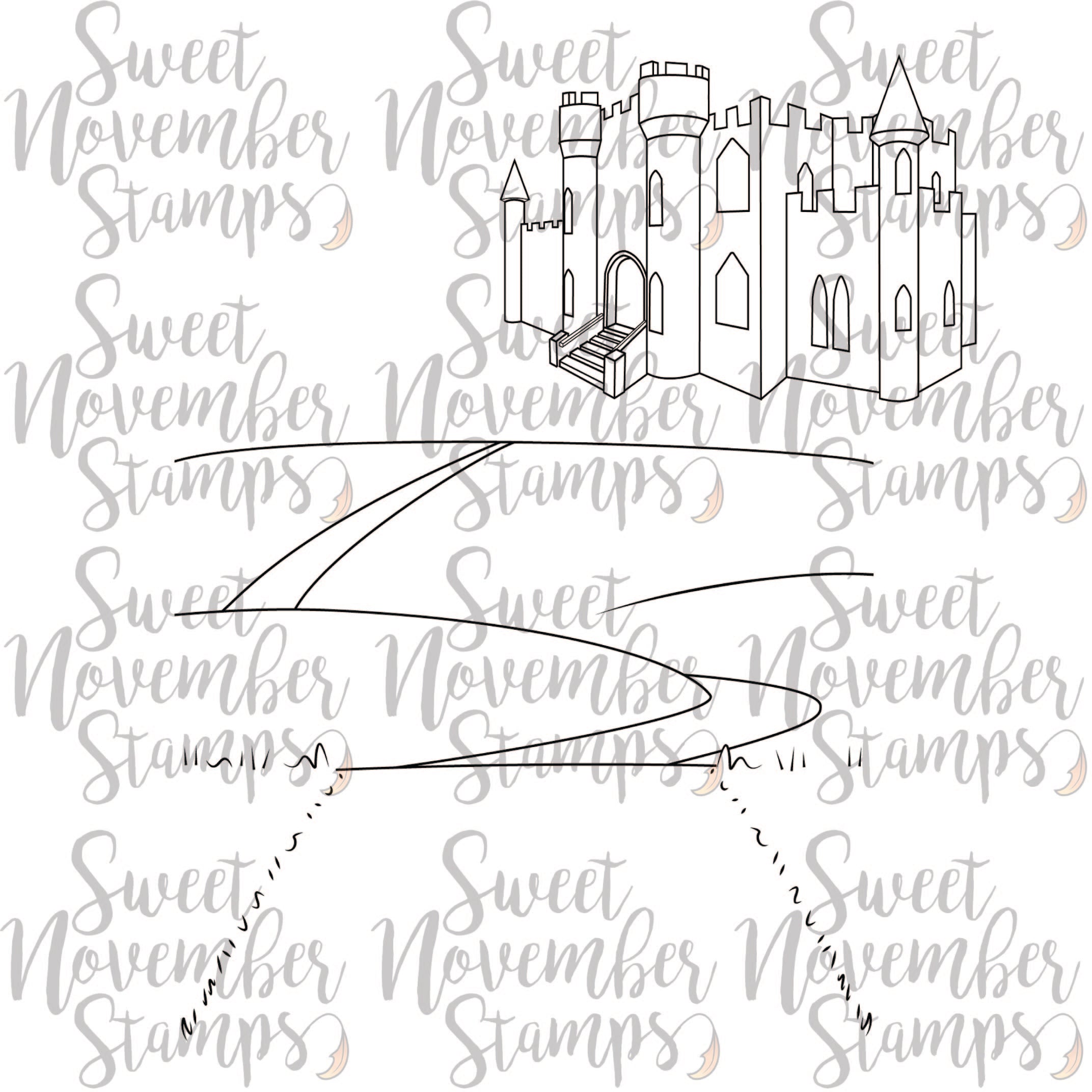 Digital Stamps - Little Princesses: Meadow Pathway and Castle Background Builder