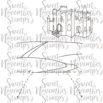 Digital Stamps - Little Princesses: Meadow Pathway and Castle Background Builder