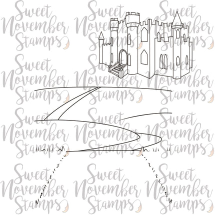 Digital Stamps - Little Princesses: Meadow Pathway and Castle Background Builder