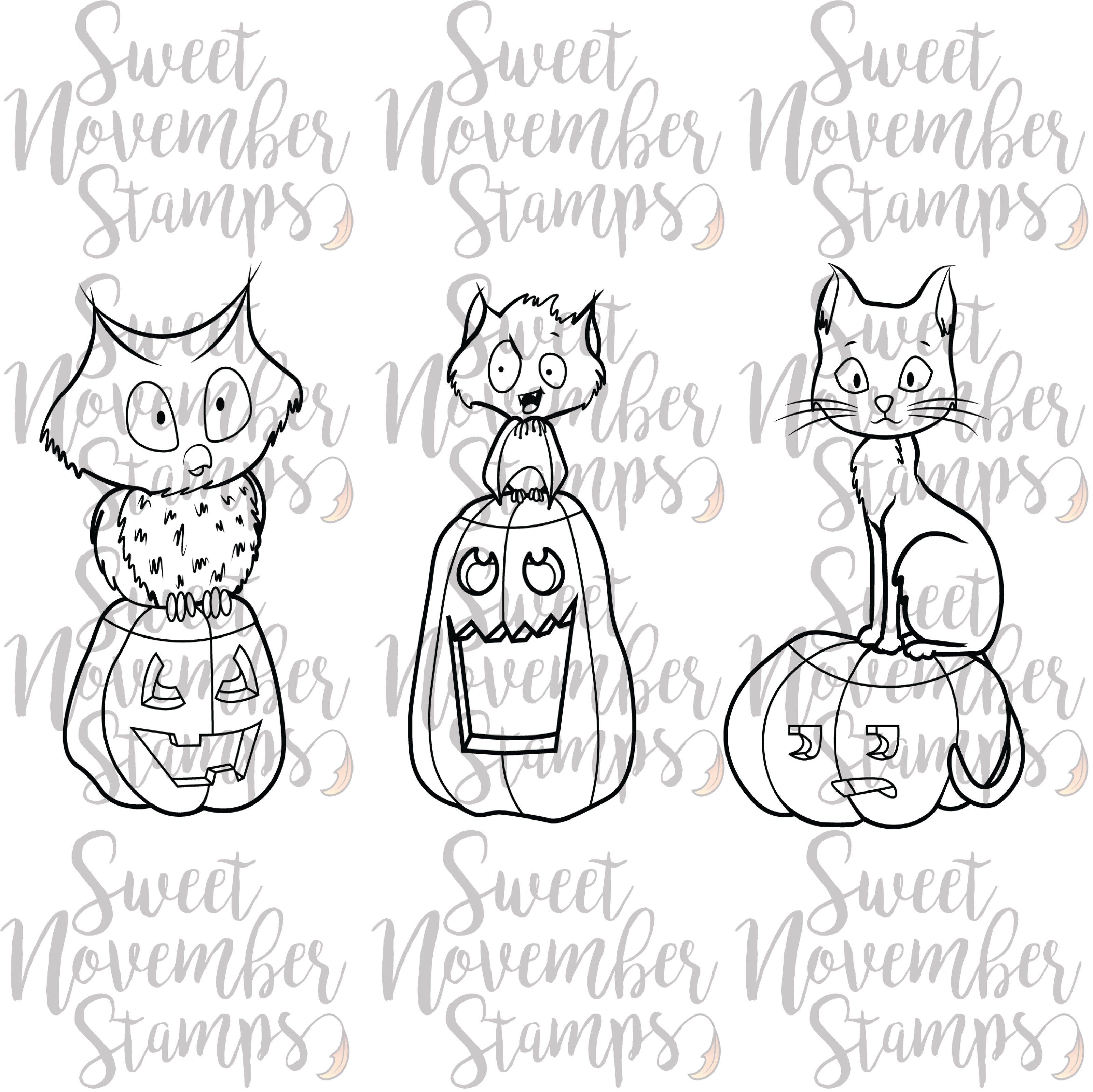 Digital Stamp - Sweet November Vault: Pumpkin Fun, Luna, Vlad and Lucy