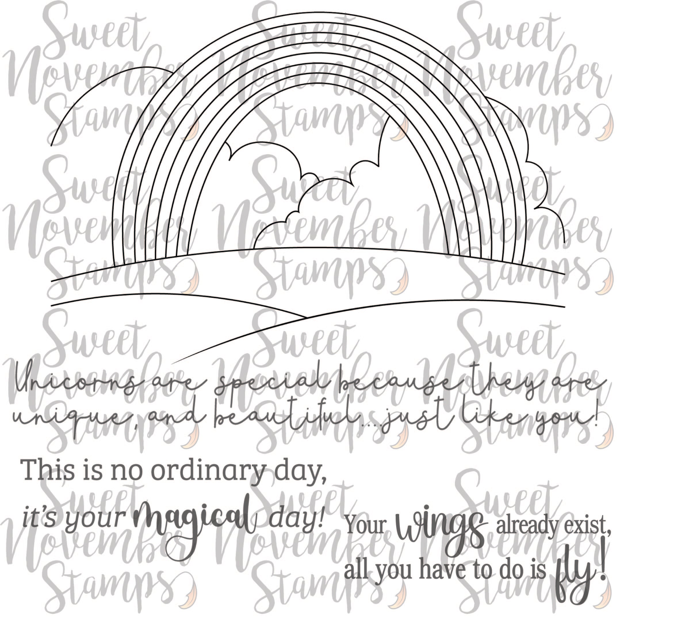 Digital Stamps - So Enchanting: Rainbow Background Builder and Sentiments