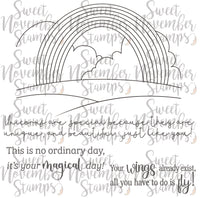 Load image into Gallery viewer, Digital Stamps - So Enchanting: Rainbow Background Builder and Sentiments
