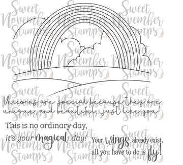 Digital Stamps - So Enchanting: Rainbow Background Builder and Sentiments