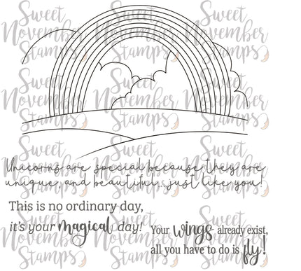 Digital Stamps - So Enchanting: Rainbow Background Builder and Sentiments